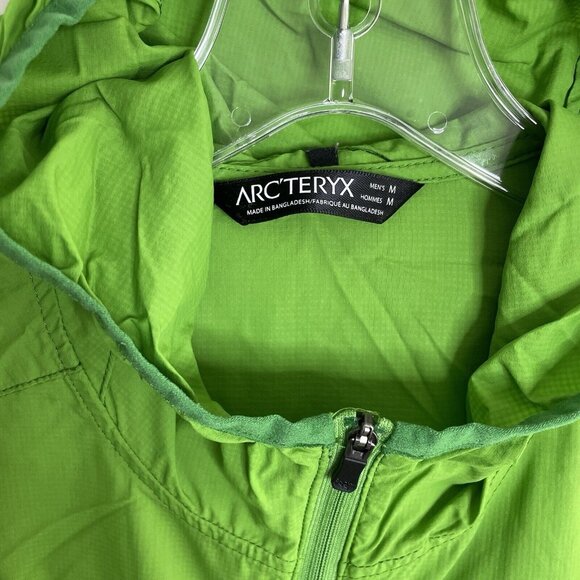 ARC'TERYX Men's Lightweight Hooded Windbreaker Running Jacket M Lime Green Zip - Picture 5 of 7